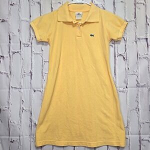 Lacoste Polo Collared Yellow Short Sleeve Size 7 Crocodile Logo‎ Tennis Cotton